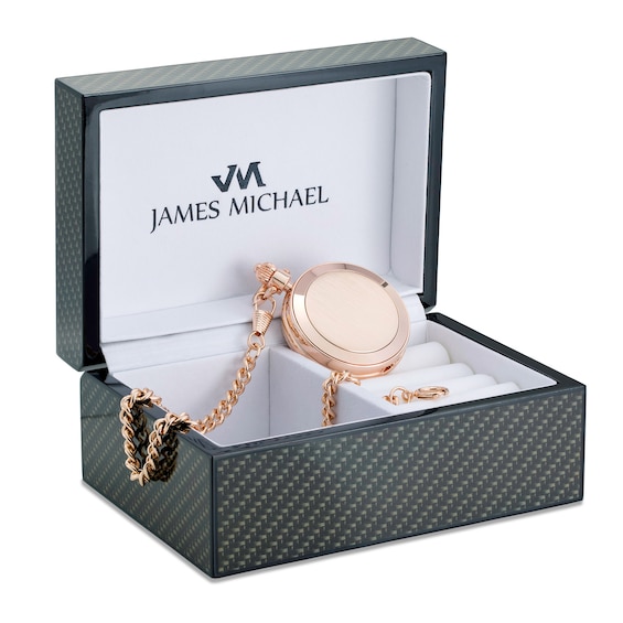 Men's James Michael Rose-Tone Pocket Watch with Black Dial (Model: Pqa181143C)