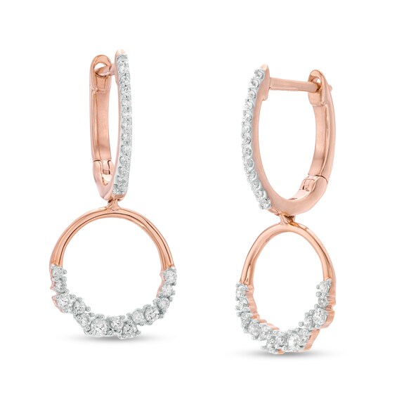 1/4 CT. T.W. Diamond Scatter Circle Drop Earrings in 10K Rose Gold 1/4 CT. T.W. Diamond Scatter Circle Drop Earrings in 10K Rose Gold