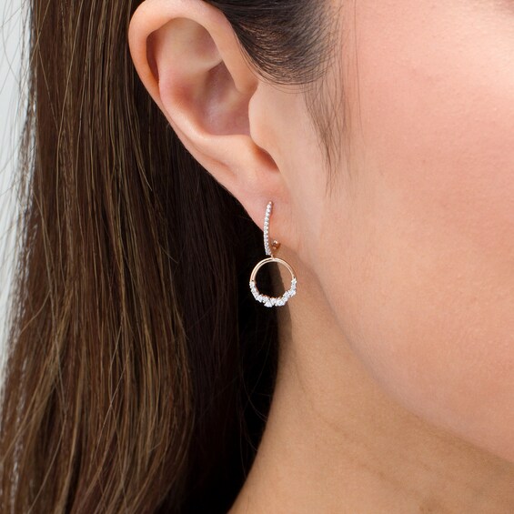 1/4 CT. T.W. Diamond Scatter Circle Drop Earrings in 10K Rose Gold 1/4 CT. T.W. Diamond Scatter Circle Drop Earrings in 10K Rose Gold
