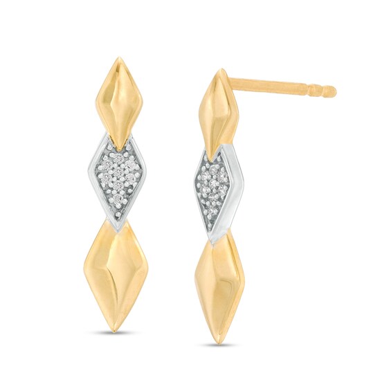 1/20 CT. T.W. Diamond Graduated Geometric Triple Drop Earrings in 10K Gold 1/20 CT. T.W. Diamond Graduated Geometric Triple Drop Earrings in 10K Gold