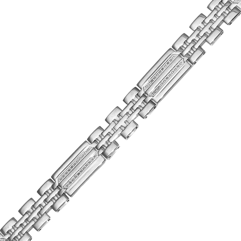 Men's 1/3 CT. T.W. Diamond Double Row Link Bracelet in Stainless Steel - 8.5"