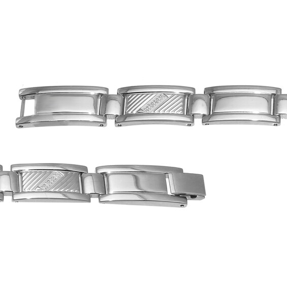 1/10 CT. T.w. Diamond Slant Row Link Bracelet in Stainless Steel