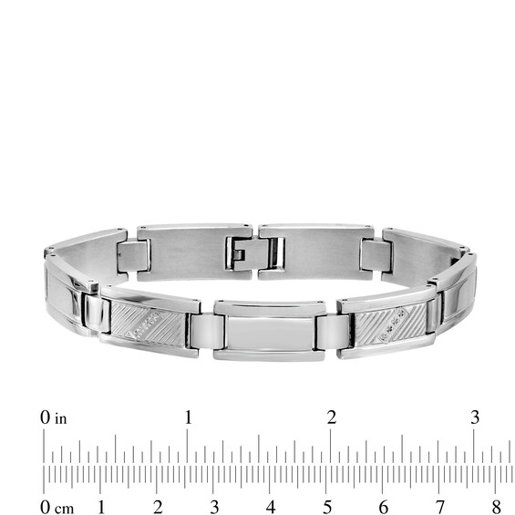 1/10 CT. T.w. Diamond Slant Row Link Bracelet in Stainless Steel