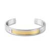 Thumbnail Image 1 of 1/20 CT. T.W. Diamond Woven Texture Inlay Cuff in Stainless Steel and 18K Gold - 7.5"