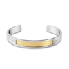 Thumbnail Image 0 of Men's 1/20 CT. T.W. Diamond Woven Texture Inlay Cuff in Stainless Steel and 18K Gold - 7.5"