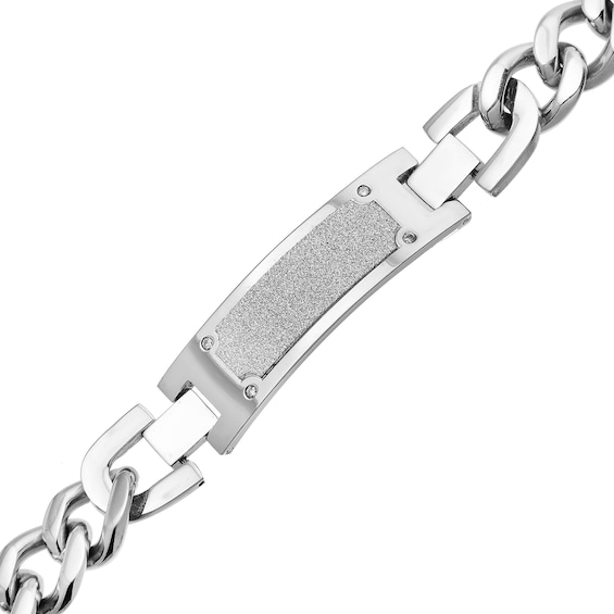1/10 CT. T.w. Diamond ID Bracelet in Stainless Steel - 8.75"
