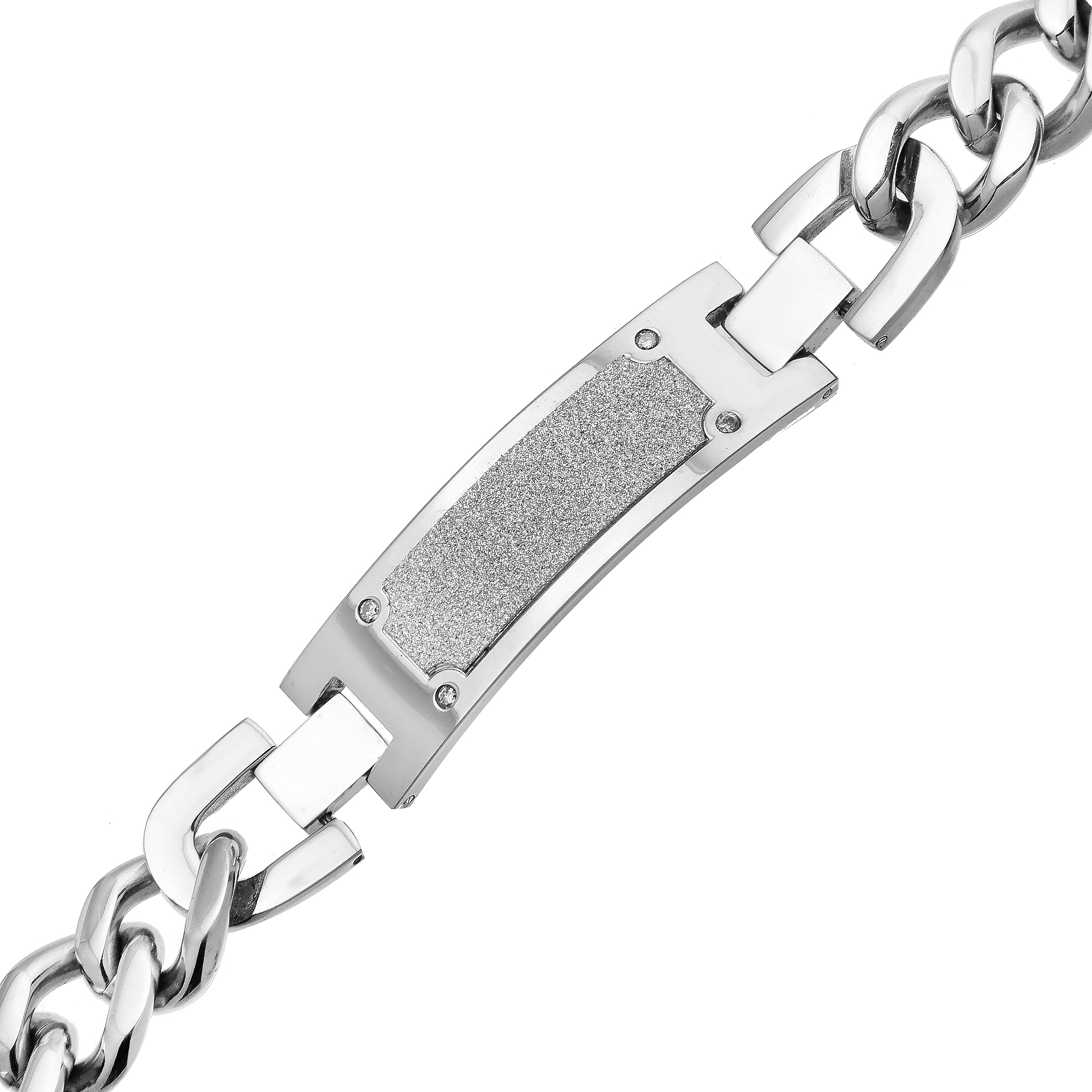 Men's 1/10 CT. T.W. Diamond ID Bracelet in Stainless Steel - 8.75"