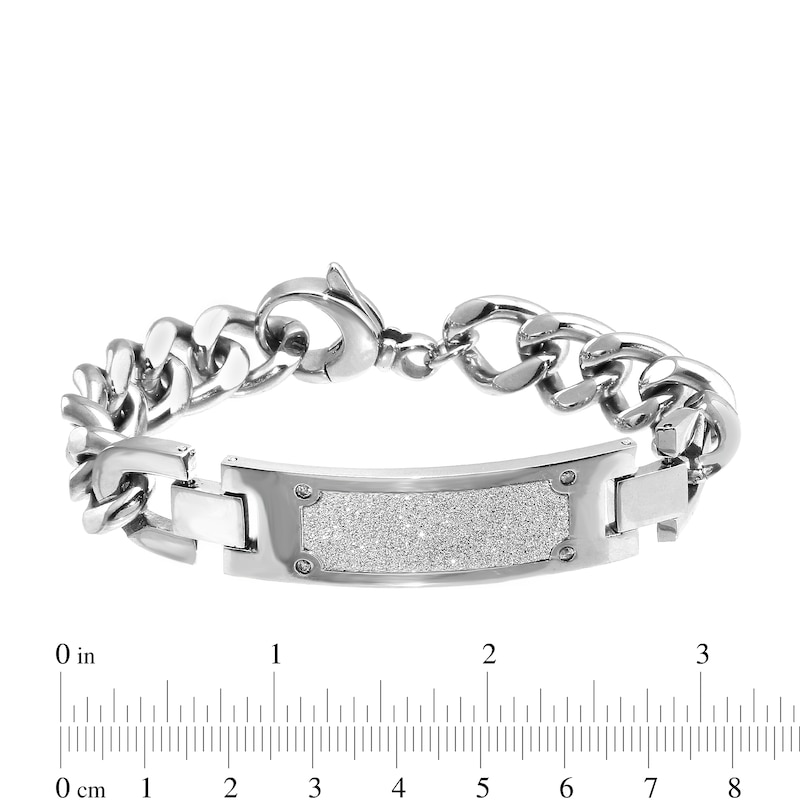 Men's 1/10 CT. T.W. Diamond ID Bracelet in Stainless Steel - 8.75"