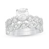 Thumbnail Image 0 of 7.0mm Lab-Created White Sapphire Cascading Shank Bridal Set in Sterling Silver