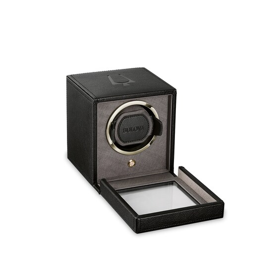 Black Leather Bulova Single Watch Winder (Model: Bt107)