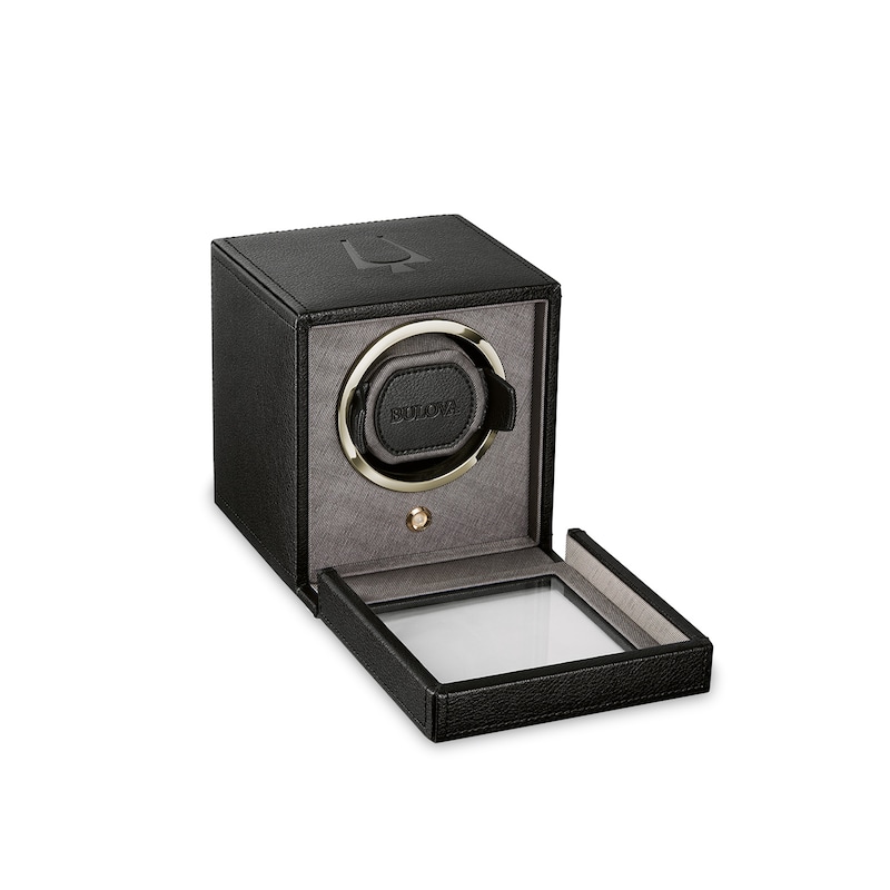 Main Image 1 of Black Leather Bulova Single Watch Winder (Model: BT107)