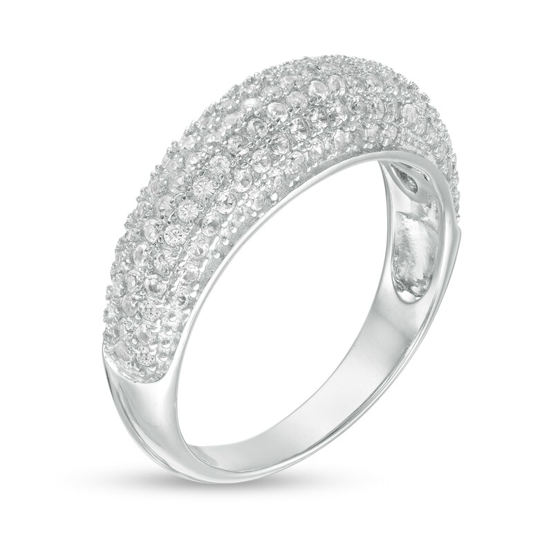Lab-Created White Sapphire Multi-Row Domed Ring in Sterling Silver
