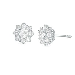 1 CT. T.W. Diamond Flower Frame Stud Earrings in 10K White Gold