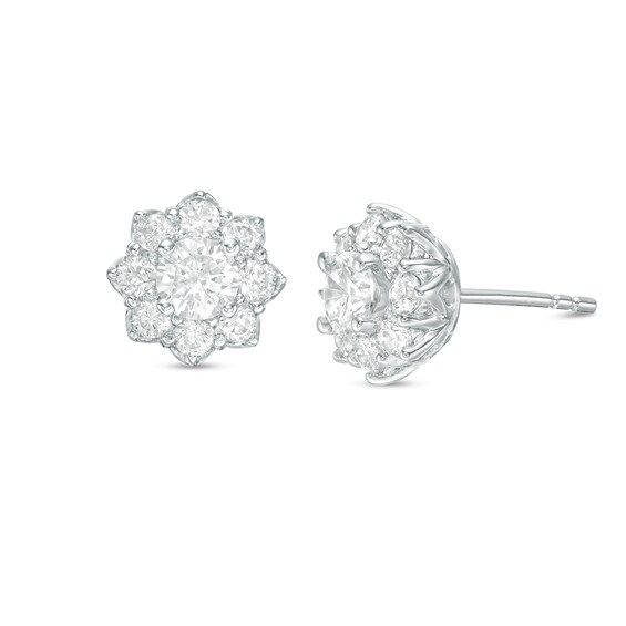 1 CT. T.w. Diamond Flower Frame Stud Earrings in 10K White Gold
