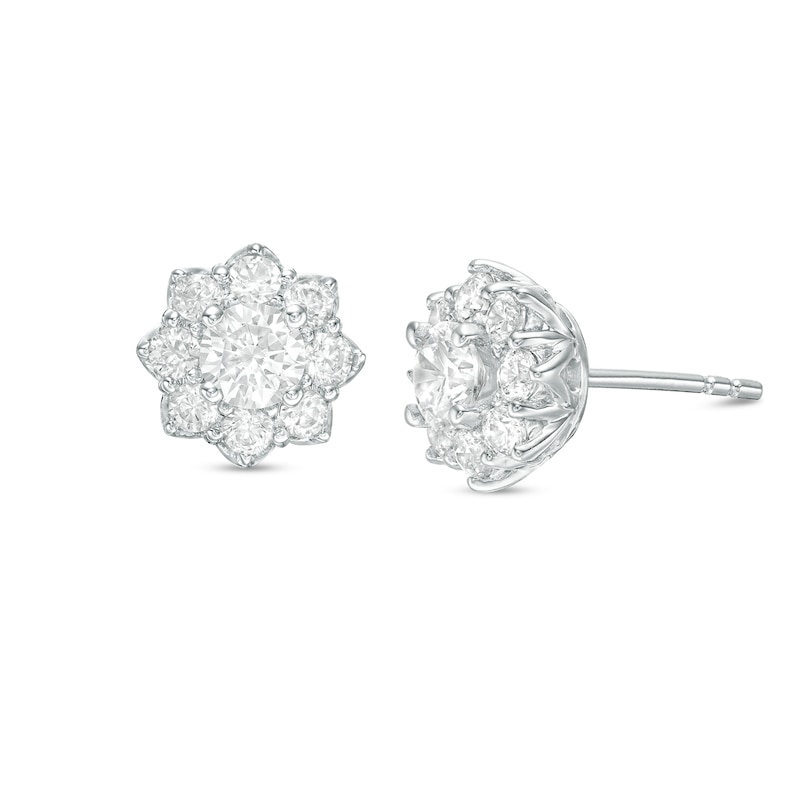 Main Image 1 of 1 CT. T.W. Diamond Flower Frame Stud Earrings in 10K White Gold