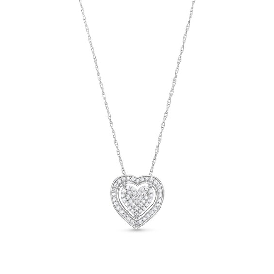 1/8 CT. T.w. Composite Diamond Heart Frame Pendant in Sterling Silver