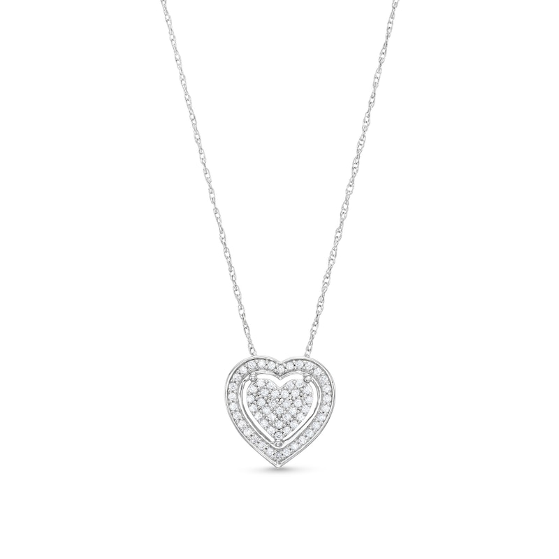 Main Image 1 of 1/8 CT. T.W. Composite Diamond Heart Frame Pendant in Sterling Silver