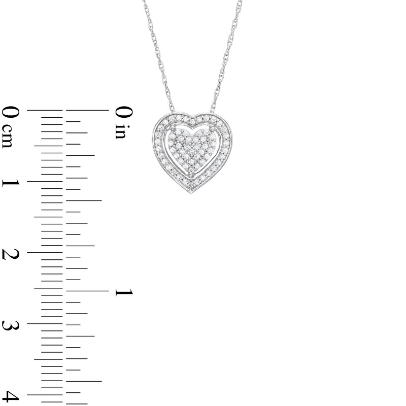 Main Image 3 of 1/8 CT. T.W. Composite Diamond Heart Frame Pendant in Sterling Silver