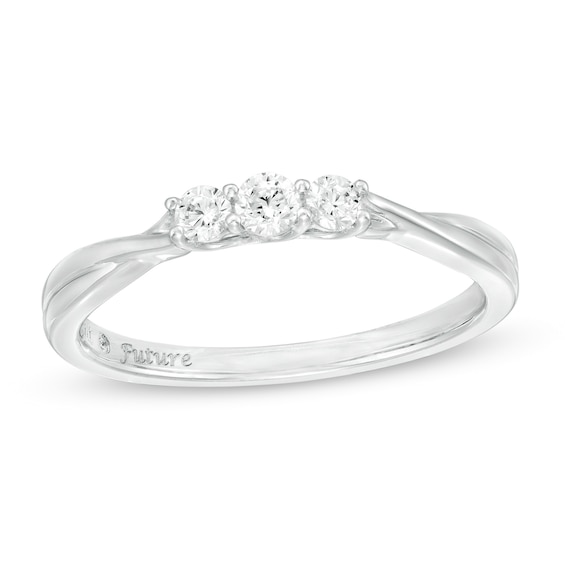 1/5 CT. T.w. Diamond Past Present FutureÂ® Crossover Shank Ring in 10K White Gold