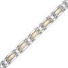 Thumbnail Image 0 of Men's Three Row Textured Inlay Link Bracelet in Stainless Steel and 14K Gold - 8.5"