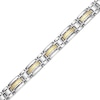 Thumbnail Image 1 of Three Row Textured Inlay Link Bracelet in Stainless Steel and 14K Gold - 8.5"