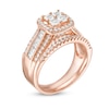 Princess-Cut Quad Lab-Created White Sapphire Frame Bridal Set in Sterling Silver with 14K Rose Gold Plate