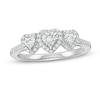 Thumbnail Image 1 of 1/8 CT. T.W. Diamond Three Stone Heart Frame Promise Ring in Sterling Silver
