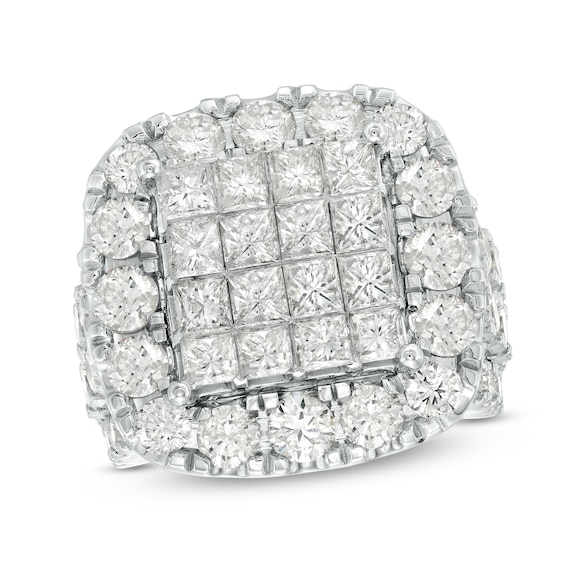 8 CT. T.w. Composite Princess-Cut Diamond Frame Multi-Row Engagement Ring in 14K White Gold