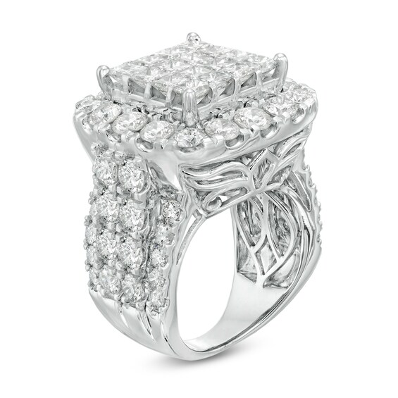 8 CT. T.w. Composite Princess-Cut Diamond Frame Multi-Row Engagement Ring in 14K White Gold