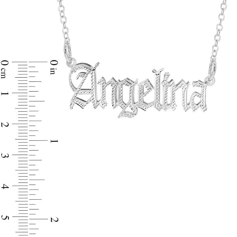 Textured Old English Name Necklace in Sterling Silver (1 Line)