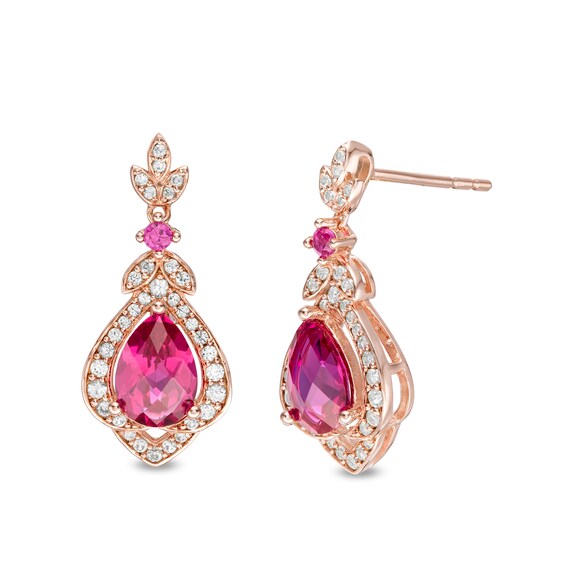 Flower Ribbon Marquise and Pear Dangle Drop Earrings Gold-plated Sterling Silver