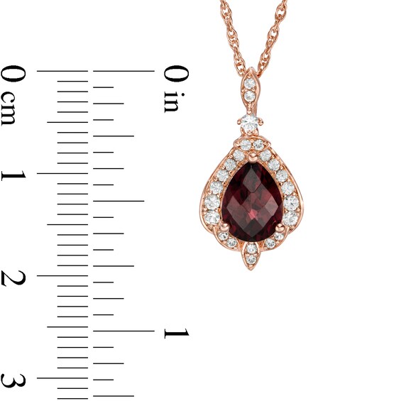 Pear-Shaped Garnet and Lab-Created White Sapphire Vintage-Style Pendant in Sterling Silver with 14K Rose Gold Plate Pear-Shaped Garnet and Lab-Created White Sapphire Vintage-Style Pendant in Sterling Silver with 14K Rose Gold Plate
