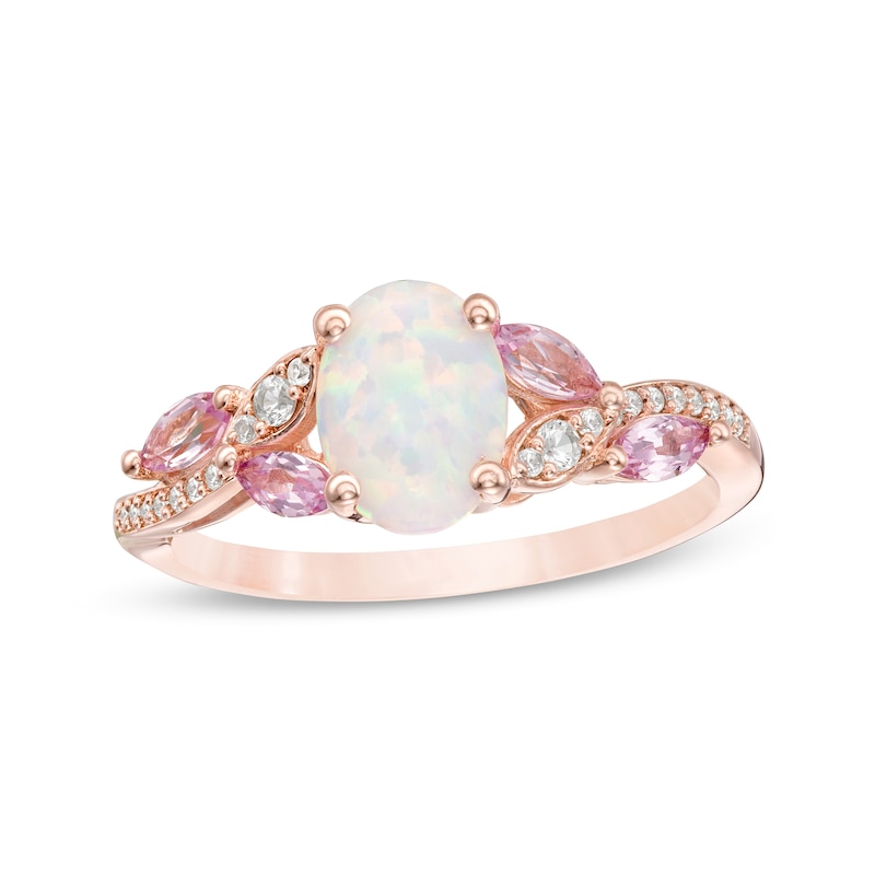 Color Blossom Bracelet, Pink Gold, White Gold, Pink Opal, White