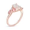 Thumbnail Image 2 of Oval Lab-Created Opal, Pink and White Sapphire Leaf-Sides Bypass Ring in Sterling Silver with 14K Rose Gold Plate