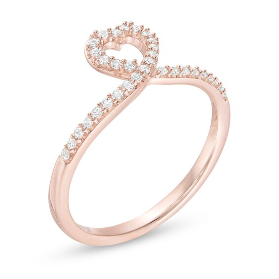 1/5 CT. T.w. Diamond Heart-Shaped Loop Ring in 10K Rose Gold