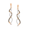 Thumbnail Image 1 of 1/3 CT. T.W. Champagne and White Diamond Twist Flame Drop Earrings in 10K Rose Gold