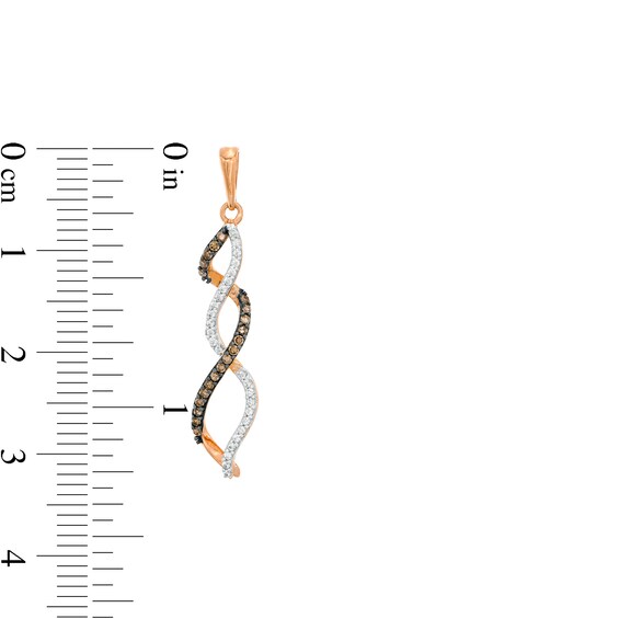 1/3 CT. T.w. Champagne and White Diamond Twist Flame Drop Earrings in 10K Rose Gold