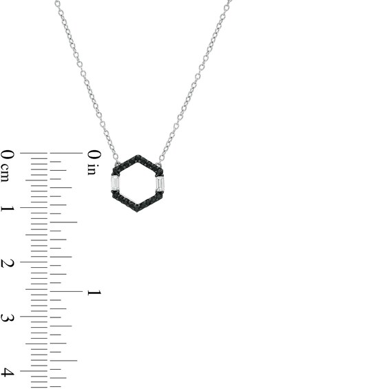 1/6 CT. T.w. Enhanced Black and White Diamond Hexagon Necklace in Sterling Silver