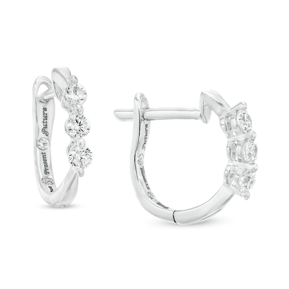 1/4 CT. T.W. Diamond Past Present Future® Hoop Earrings in 10K White Gold 1/4 CT. T.W. Diamond Past Present Future® Hoop Earrings in 10K White Gold