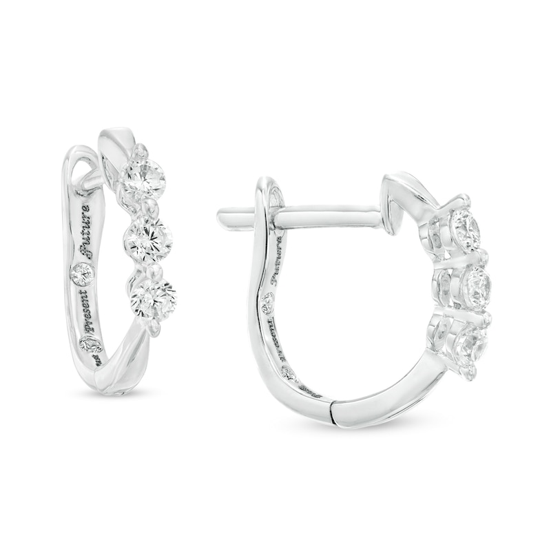 1/4 CT. T.W. Diamond Past Present Future® Hoop Earrings in 10K White Gold