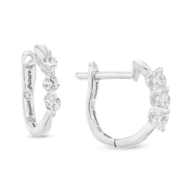 1/4 CT. T.W. Diamond Past Present Future® Hoop Earrings in 10K White Gold