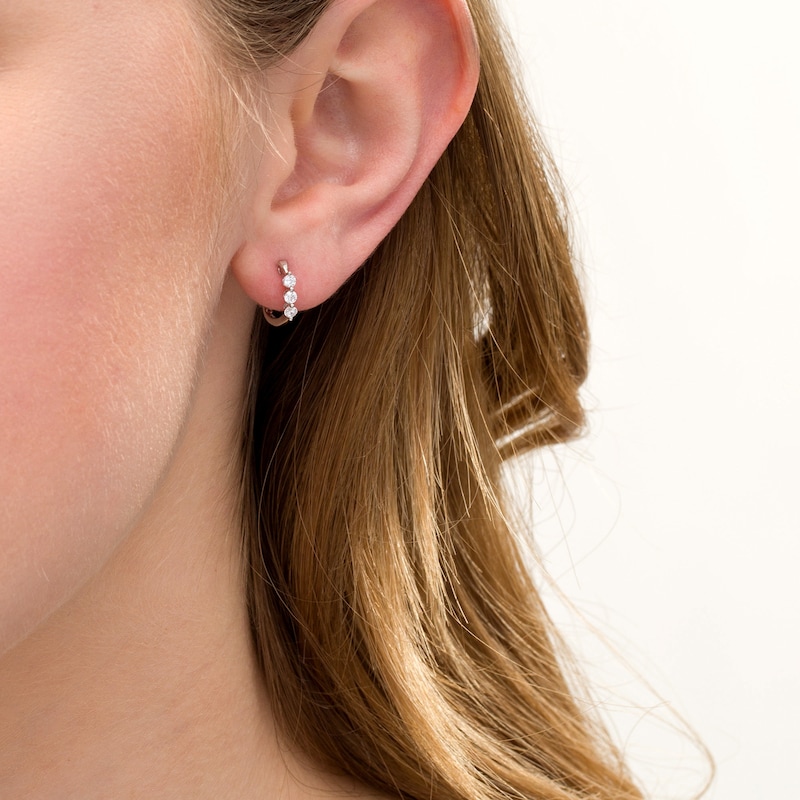 1/4 CT. T.W. Diamond Past Present Future® Hoop Earrings in 10K White Gold