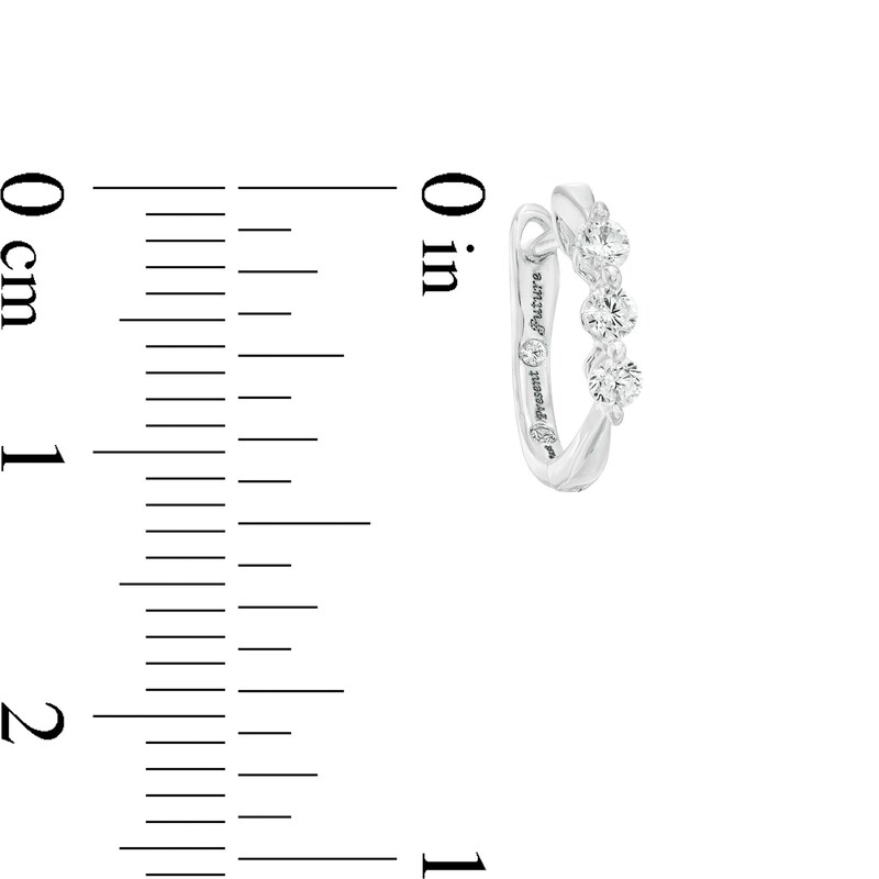 Main Image 3 of 1/4 CT. T.W. Diamond Past Present Future® Hoop Earrings in 10K White Gold