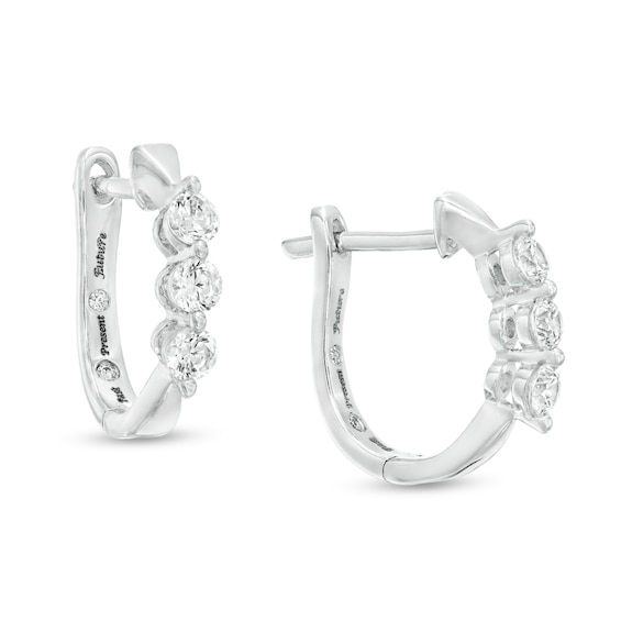 1/2 CT. T.W. Diamond Past Present Future® Hoop Earrings in 10K White Gold 1/2 CT. T.W. Diamond Past Present Future® Hoop Earrings in 10K White Gold