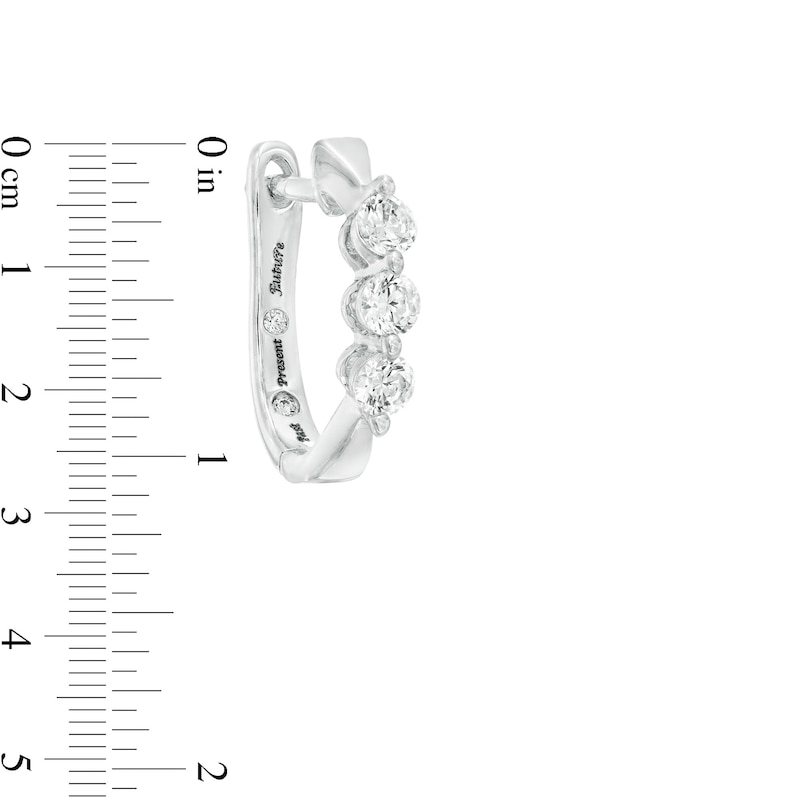 1/2 CT. T.W. Diamond Past Present Future® Hoop Earrings in 10K White Gold