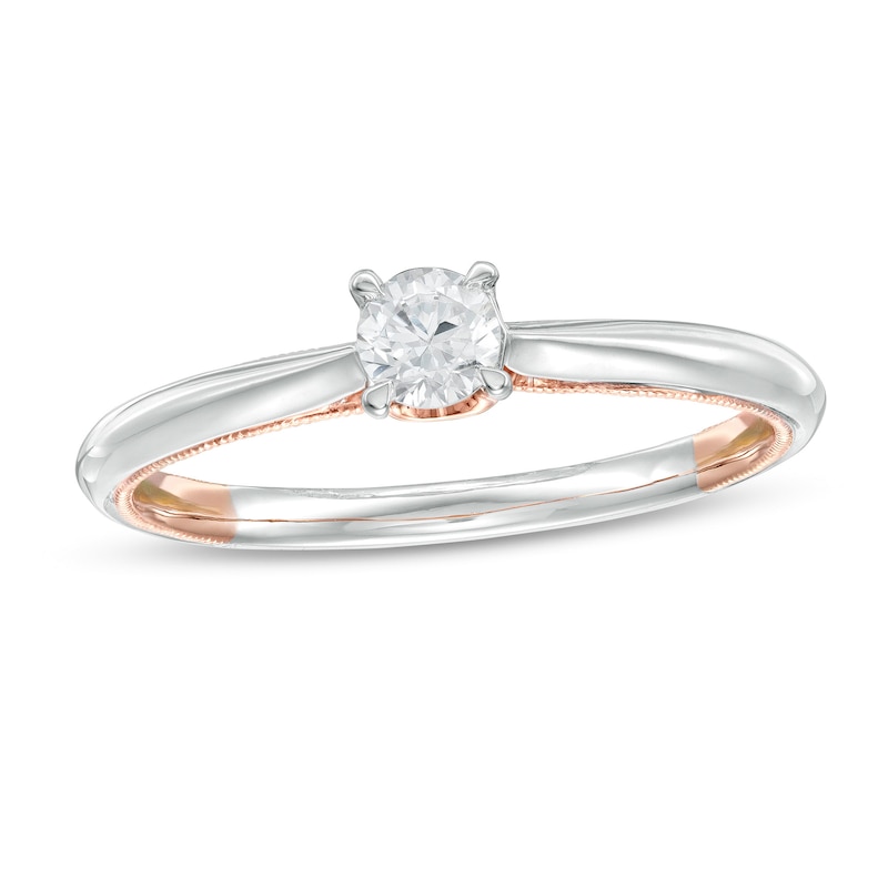 1/5 CT. Diamond Solitaire Vintage-Style Engagement Ring in 14K Two-Tone Gold (I/I2)