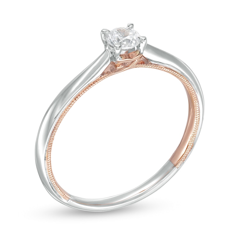 1/5 CT. Diamond Solitaire Vintage-Style Engagement Ring in 14K Two-Tone Gold (I/I2)