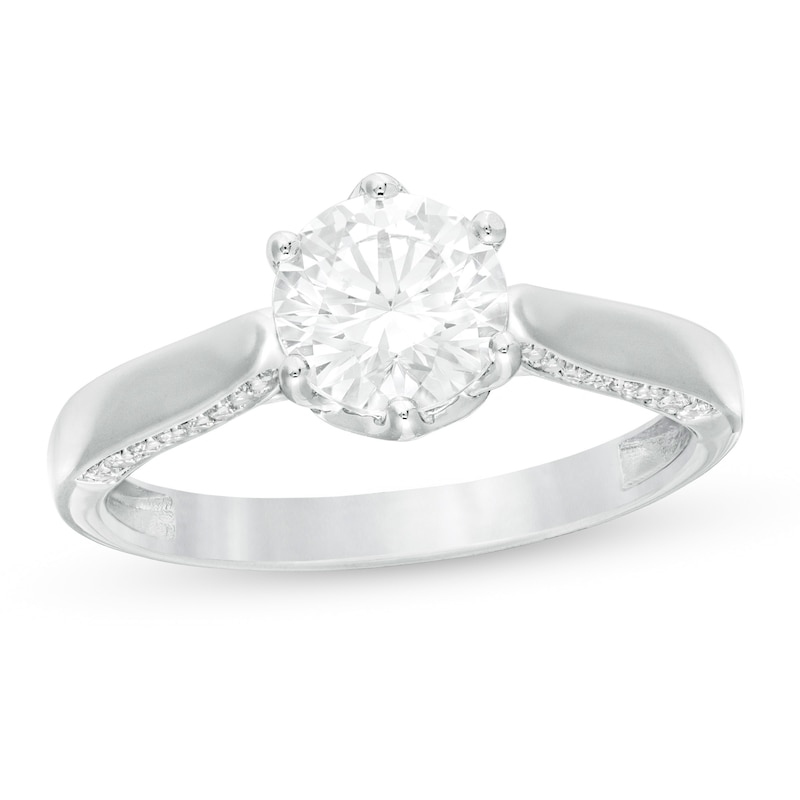 Main Image 1 of 1-1/3 CT. T.W. Certified Diamond Engagement Ring in 14K White Gold (I/I2)