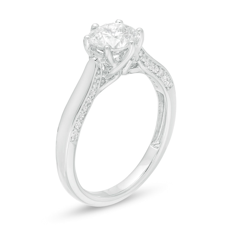 Main Image 3 of 1-1/3 CT. T.W. Certified Diamond Engagement Ring in 14K White Gold (I/I2)