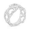 Linked Alternating Hearts Ring in Sterling Silver